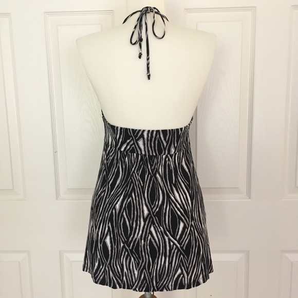 Express Zebra Print Halter Gold Chain Strap Top - Picture 5 of 8